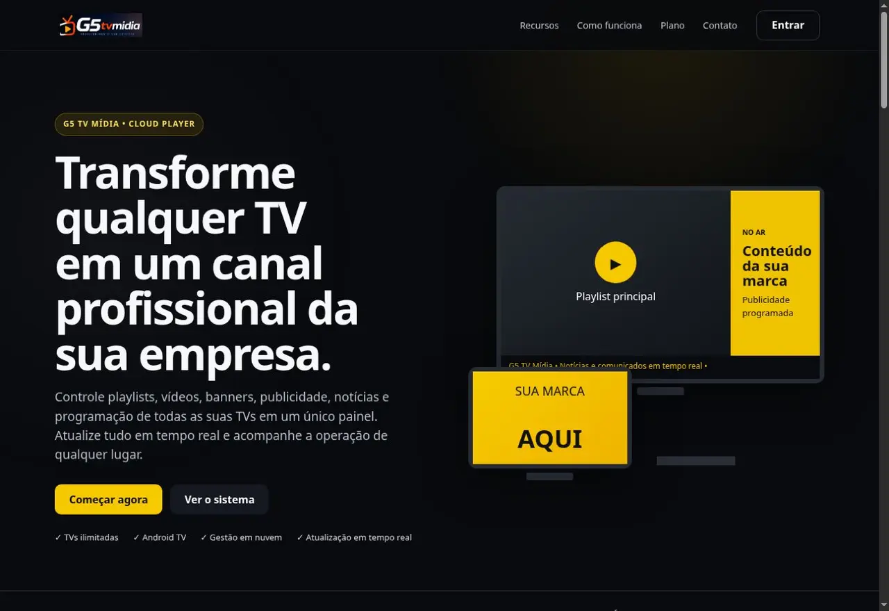 Apresentação real do player e da plataforma G5TVMídia